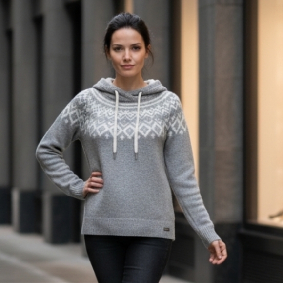 Eddie Bauer Sweaters - Eddie Bauer Gray Hooded Long Sleeve Sweater Size Small Petite